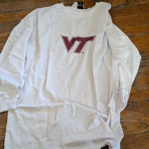 White Long Sleeve Tee with Maroon Graphic